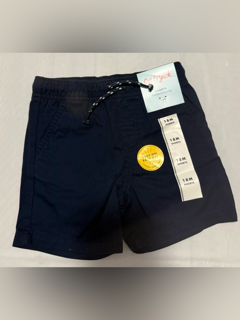 Toddler Boys 18 Months Cat & Jack Pull On Shorts Navy Blue With Drawstring NEW